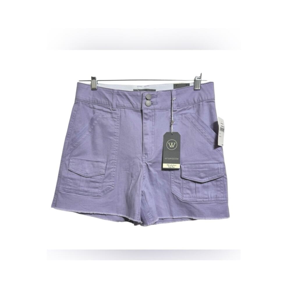 Wit & Wisdom Absolution Frayed High Rise Cargo Shorts Lavender Dust Size 8